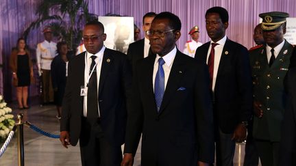 Le président de Guinée Equatoriale, Teodoro Obiang Nguema Mbasogo, en visite officielle à Cuba, le 29 novembre 2016. (CARLOS GARCIA RAWLINS / REUTERS)