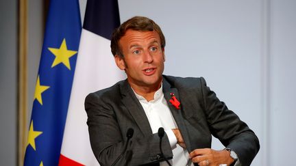 Emmanuel Macron, le 14 septembre 2020, à l'Elysée. (CHARLES PLATIAU / AFP)