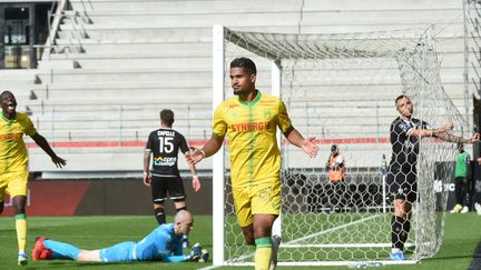 Ludovic Blas, auteur d'un doublé sur la pelouse d'Angers dans la large victoire nantaise (4-1), dimanche 19 septembre. (JEAN-FRANCOIS MONIER / AFP)