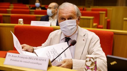 Le président du conseil scientifique Jean-François&nbsp;Delfraissy, le 15 septembre 2020, au Sénat, à Paris. (THOMAS SAMSON / AFP)