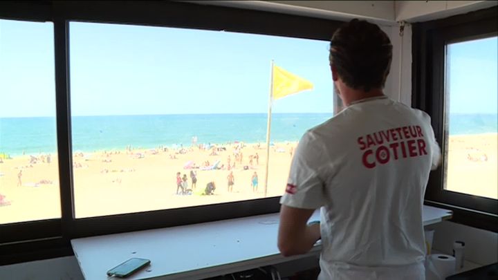 Peyo Sega en surveillance sur une plage d'Anglet. (R. Poissonnier / France Télévisions)