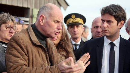 Prime Minister Gabriel Attal visiting a farm in Indre-et-Loire on January 28, 2024 (HLEGUELLEC / MAXPPP)