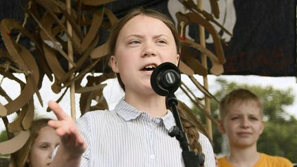 Greta Thunberg lors d'une manifestation de l'organisation Fridays for Future, le 31 mai 2019, à Vienne (Autriche).&nbsp; (HERBERT PFARRHOFER / APA-PICTUREDESK / AFP)