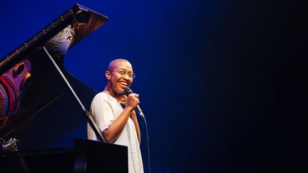 Cécile McLorin Salvant le 30 mai 2019 à Coutances, salle Marcel-Hélie, lors du festival Jazz sous les pommiers. (Mathieu Dutot)