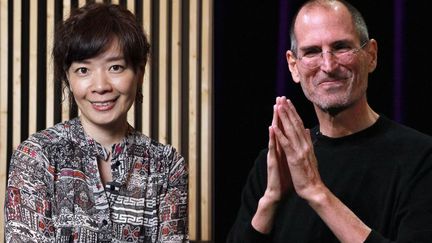 Mari Yamazaki, salon du livre de Paris (2012) et Steve Jobs (septembre 2010)
 (AFP)