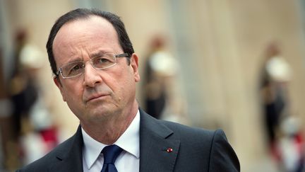 Le pr&eacute;sident de la R&eacute;publique, Fran&ccedil;ois Hollande, le 10 mai 2013 &agrave; l'Elys&eacute;e, &agrave;&nbsp;Paris. (BERTRAND LANGLOIS / AFP)