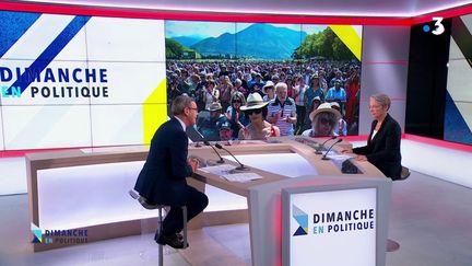 La Première ministre Elisabeth Borne était l'invité de l'émission "Dimanche en politique" sur France 3, le 11 juin 2023. (FRANCE 3)