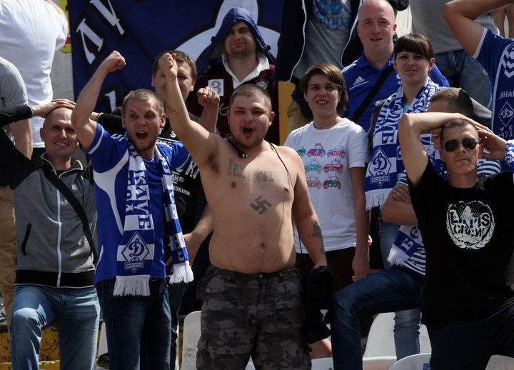 Des supporteurs du Dynamo Moscou...