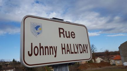 Un des panneaux de la rue Johnny-Hallyday, à&nbsp;Charvieu-Chavagneux (Isère).&nbsp; (DR)