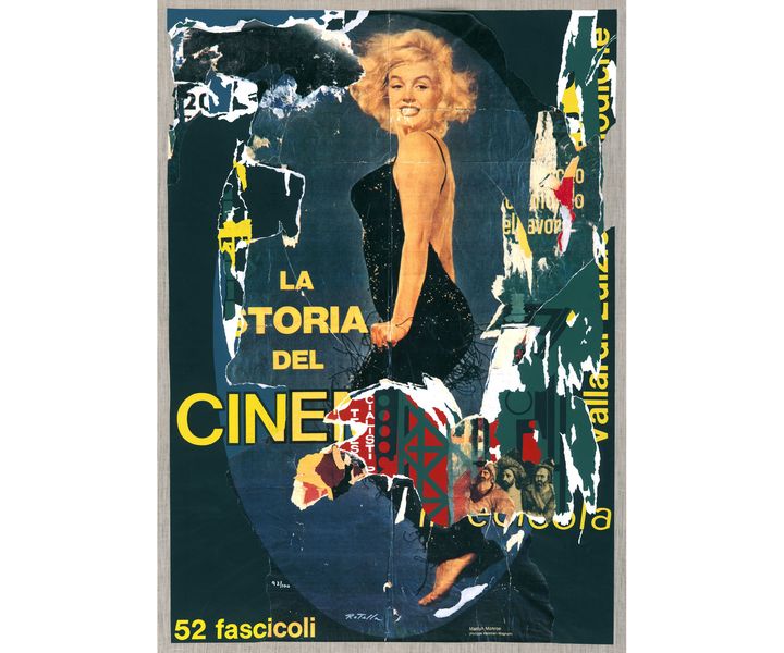 Mimmo Rotella, "La storia del cinema", 1966, peinture, affiche collée et déchirée, sérigraphie sur toile (© Cinémathèque française)