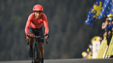 La Colombien Nairo Quintana à l'arrivée de la 20ème étape du Tour de France 2020. (MARCO BERTORELLO / AFP)