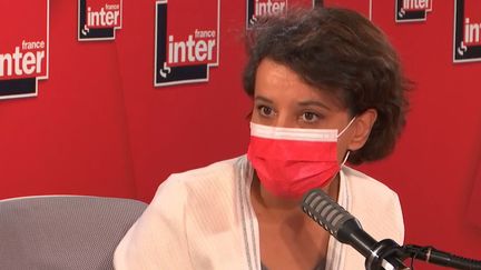 Najat Vallaud-Belkacem, tête de liste PS aux élections régionales en Auvergne-Rhône-Alpes, invitée de France Inter mardi 20 avril 2021. (FRANCE INTER / RADIO FRANCE)