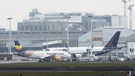 L'aéroport de Bruxelles, le 22 mars 2016 après les attentats. (DIRK WAEM / BELGA / AFP)