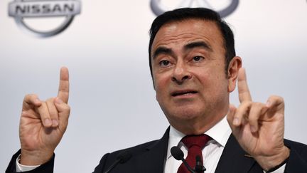 Carlos Ghosn lors de la présentation des résultats du groupe Nissan en 2015. (TOSHIFUMI KITAMURA / AFP)