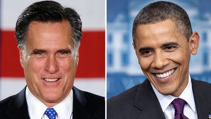 Mitt Romney (&agrave; g.) et Barack Obama seront oppos&eacute;s lors de l'&eacute;lection pr&eacute;sidentielle de novembre prochain.&nbsp; (AFP)