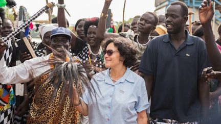 Leila Zerrougui au Soudan du Sud en 2014 (CHARLES LOMODONG / AFP)