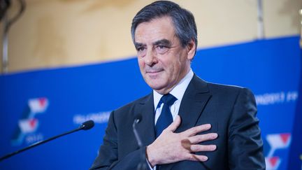 François Fillon à la Maison de la chimie, à Paris, après sa victoire à la primaire de la droite, le 27 novembre 2016. (MAXPPP)