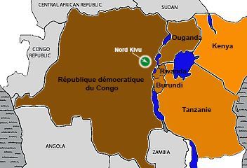 La région des Grands Lacs regroupe la RDC, l'Ouganda, le Rwanda, le Burundi, la Tanzanie et le Kenya.  (Géopolis)