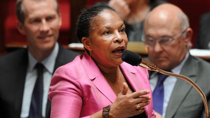 La ministre de la Justice, Christiane Taubira, le 24 avril 2013 &agrave; l'Assembl&eacute;e. (PIERRE ANDRIEU / AFP)