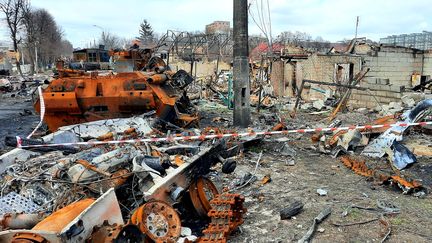 La découverte de Boutcha (Ukraine) après le retrait des troupes russes, le 4 avril 2022. (BENJAMIN THUAU / RADIO FRANCE)