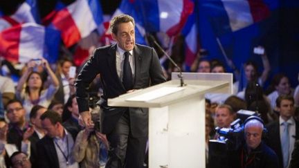 Nicolas Sarkozy tient meeting devant les jeunes de l'UMP, à Paris, le 31 mars 2012. (AFP - Lionel Bonaventure)