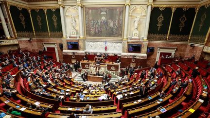 L'hémicycle du Palais-Bourbon, le 3 mars 2020, à Paris. (LUDOVIC MARIN / AFP)