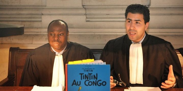 Les avocats Alain H. Amici et Ahmed L' Hedim lors d'un procès pour racisme de "Tintin au Congo" à Bruxelles en 2011
 (FILIP CLAUS / BELGA MAG / BELGA)