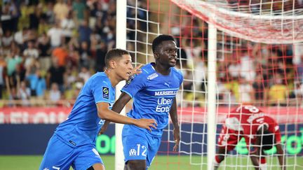 Bamba Dieng, buteur avec l'OM, samedi 11 septembre, face à l'AS Monaco lors de la cinquième journée de Ligue 1. (VALERY HACHE / AFP)