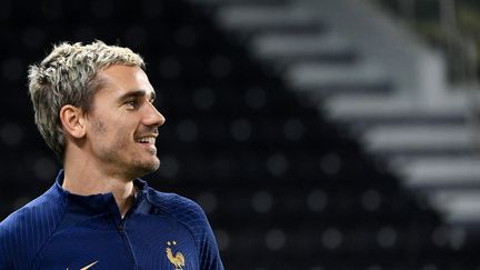 Antoine Griezmann, à l'entraînement avec l'équipe de France le 16 décembre 2022, deux jours avant la finale de la Coupe du monde contre l'Argentine. (FRANCK FIFE / AFP)