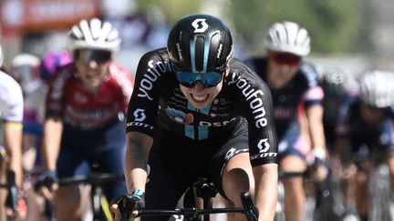 Lorena Wiebes lors de la première étape du Tour de France femmes, le 24 juillet 2022. (JEFF PACHOUD / AFP)