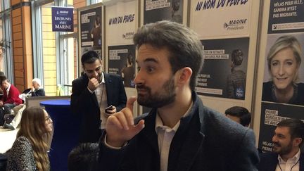 Davy Rodriguez, assistant parlementaire de Marine Le Pen et numéro 2 du FNJ, le 5 février 2017 à Lyon. (JOHN LEICESTER / AP / SIPA)