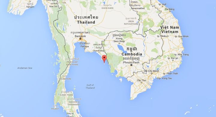 L'agression des quatre touristes français, le 27 février 2016, s'est produite sur l'île de&nbsp;Koh Kut, au large de la Thaïlande, et non loin de la frontière avec le Cambodge. (GOOGLE MAPS)