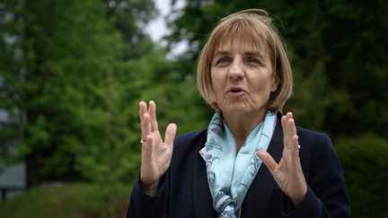 Sylvie Briand, directrice du département des maladies pandémiques et épidémiques de l'Organisation mondiale de la santé, le 12 mai 2020 à Genève. (FABRICE COFFRINI / AFP)