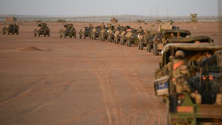 Une colonne de chars fran&ccedil;ais quitte Gao, dans le nord du Mali, le 2 novembre 2013. (PHILIPPE DESMAZES / AFP)