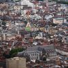 Vue aérienne de Lille, le 9 juillet 2019. (JULIE SEBADELHA / HANS LUCAS / AFP)