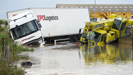 Le département du Gard&nbsp;a été fortement touché par les orages et la pluie, mardi 14 septembre. (SYLVAIN THOMAS / AFP)