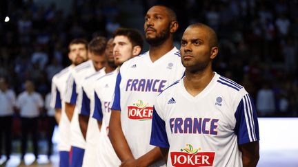 Tony Parker et Boris Diaw, chefs de file de l'équipe de France pour le TQO (CHARLY TRIBALLEAU / AFP)