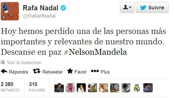 Le tweet de Rafael Nadal, le 10 juin 2013. (HUFFINGTON POST / FRANCETV INFO)