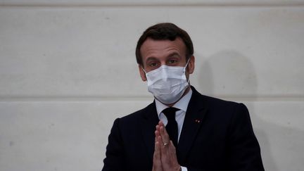 Le président français, Emmanuel Macron, à l'Elysée, à Paris, le 13 janvier2021. (FRANCOIS MORI / AFP)