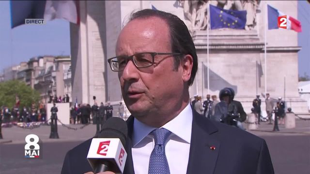 François Hollande s'exprime pendant les commémorations du 8-Mai.