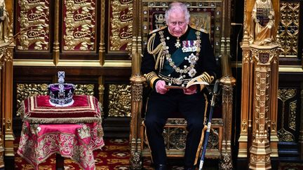 Le prince Charles, le 10 mai 2022, lors de son premier discours du trône, à Londres. (BEN STANSALL / AFP)