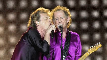 Mick Jagger et Keith Richards, lors d'un concert dans le New Jersey (Etats-Unis) en août 2019 (DAVE ALLOCCA / MAXPPP)