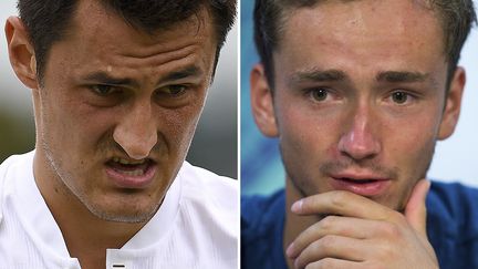 Bernard Tomic et Daniil Medvedev (JUSTIN TALLIS,JOE TOTH / AFP)