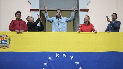 Le président du Venezuela Nicolas Maduro prononce un discours lors d'un rassemblement après sa réélection contestée, à Caracas, le 1er août 2024. (YURI CORTEZ / AFP)