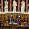 Le président du Sénat, Gérard Larcher, lors des questions au gouvernement, le 1er mars 2023. (XOSE BOUZAS / HANS LUCAS / AFP)