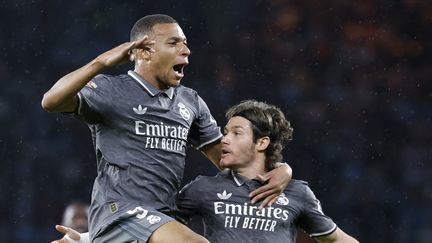 Kylian Mbappé célèbre un but face au Celta Vigo en Liga, le 19 octobre 2024. (LAVANDEIRA / EFE / AFP)