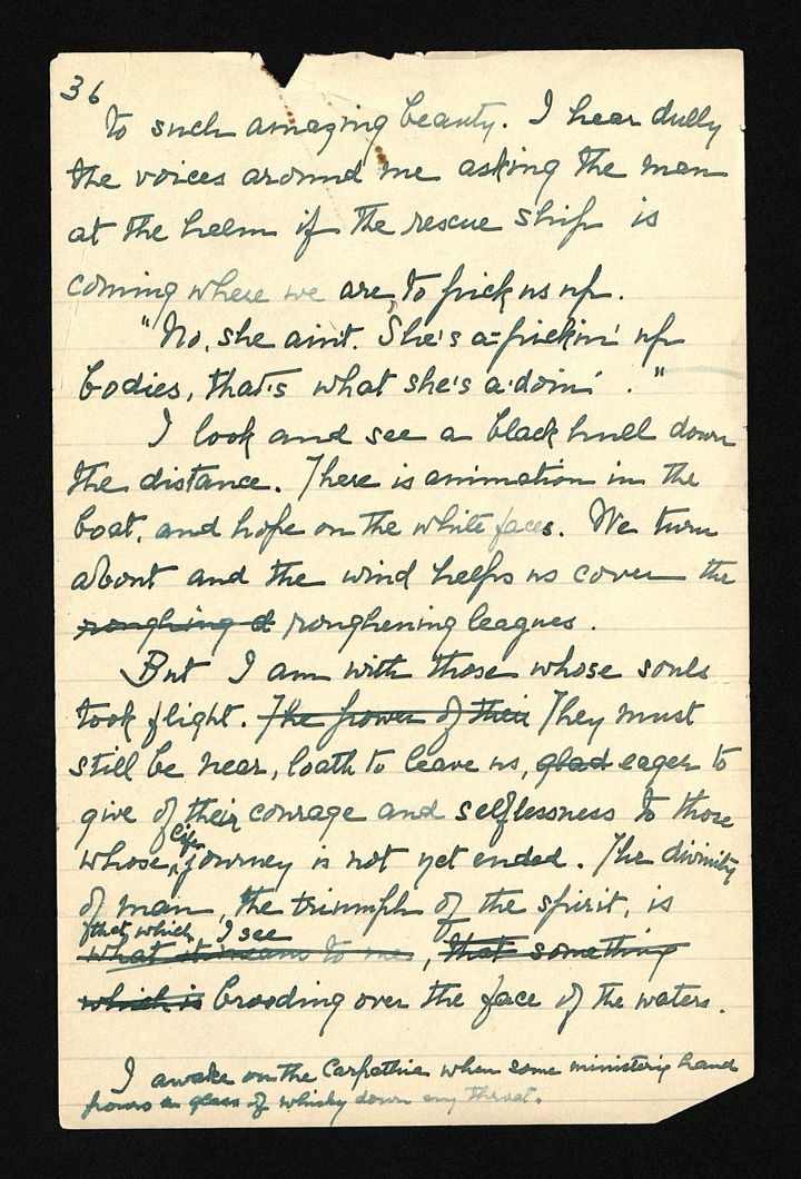 Dernière page du manuscrit autographe de 36 pages d’Helen Churchill Candee (1912)
 (© Coll. privée / Musée des lettres et manuscrits - Paris)