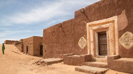 Les maisons décorées de Oualata, qui accueille cette année le Festival des villes anciennes de Mauritanie (20 novembre 2018)
 (Thomas Samson / AFP)