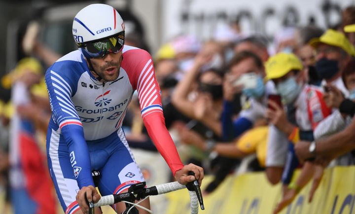 Thibaut Pinot lors du contre-la-montre du Tour de France 2020. (MARCO BERTORELLO / POOL)