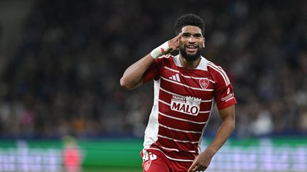 Mahdi Camara après son but contre Salzbourg en Ligue des champions, à la Red Bull Arena, le 1er octobre 2024. (KERSTIN JOENSSON / AFP)